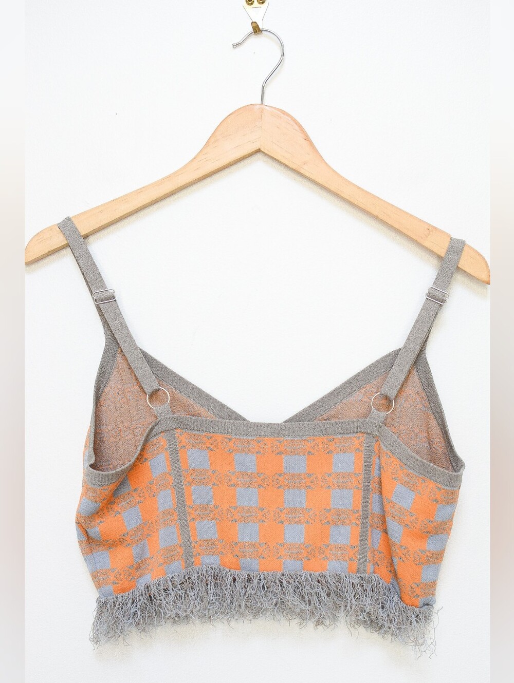 Baum und Pferdgarten Cypres Gingham Fringe Top Orange Gray Tank Size L Retro - Picture 7 of 10